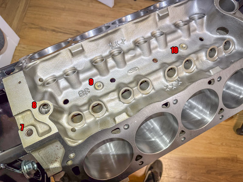 Block assembly prep flash, burrs, core plugs, galley plugs...? Ford
